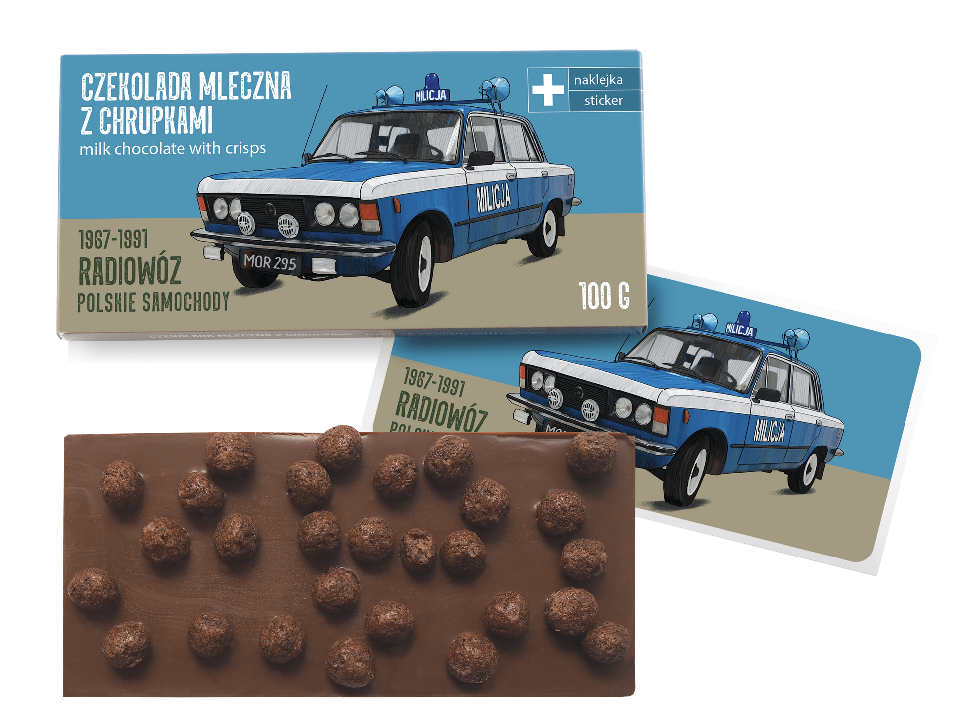 FSO 125p MO — czekolada mleczna z chrupkami z naklejką