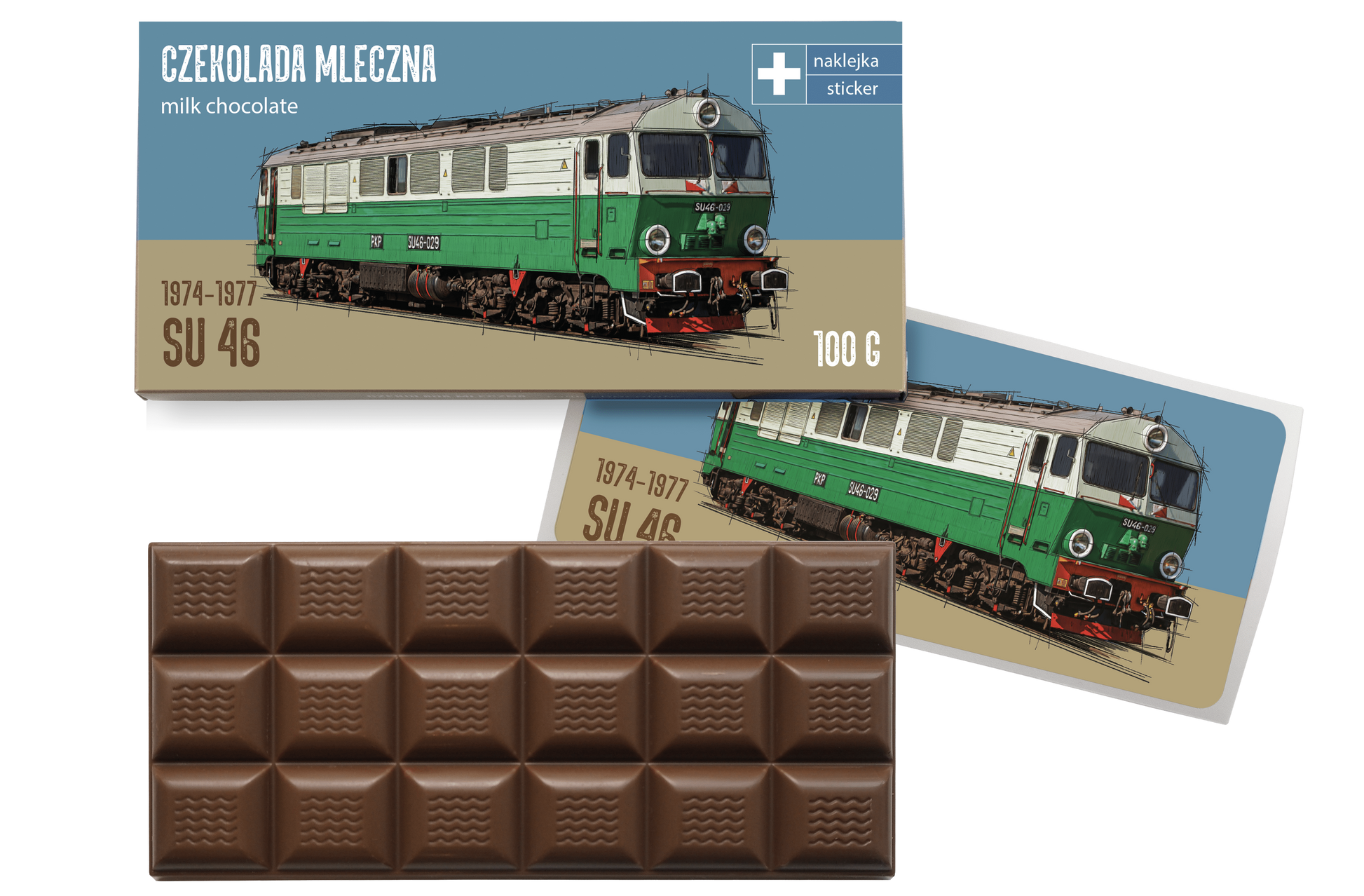 SU46 — czekolada mleczna z naklejką