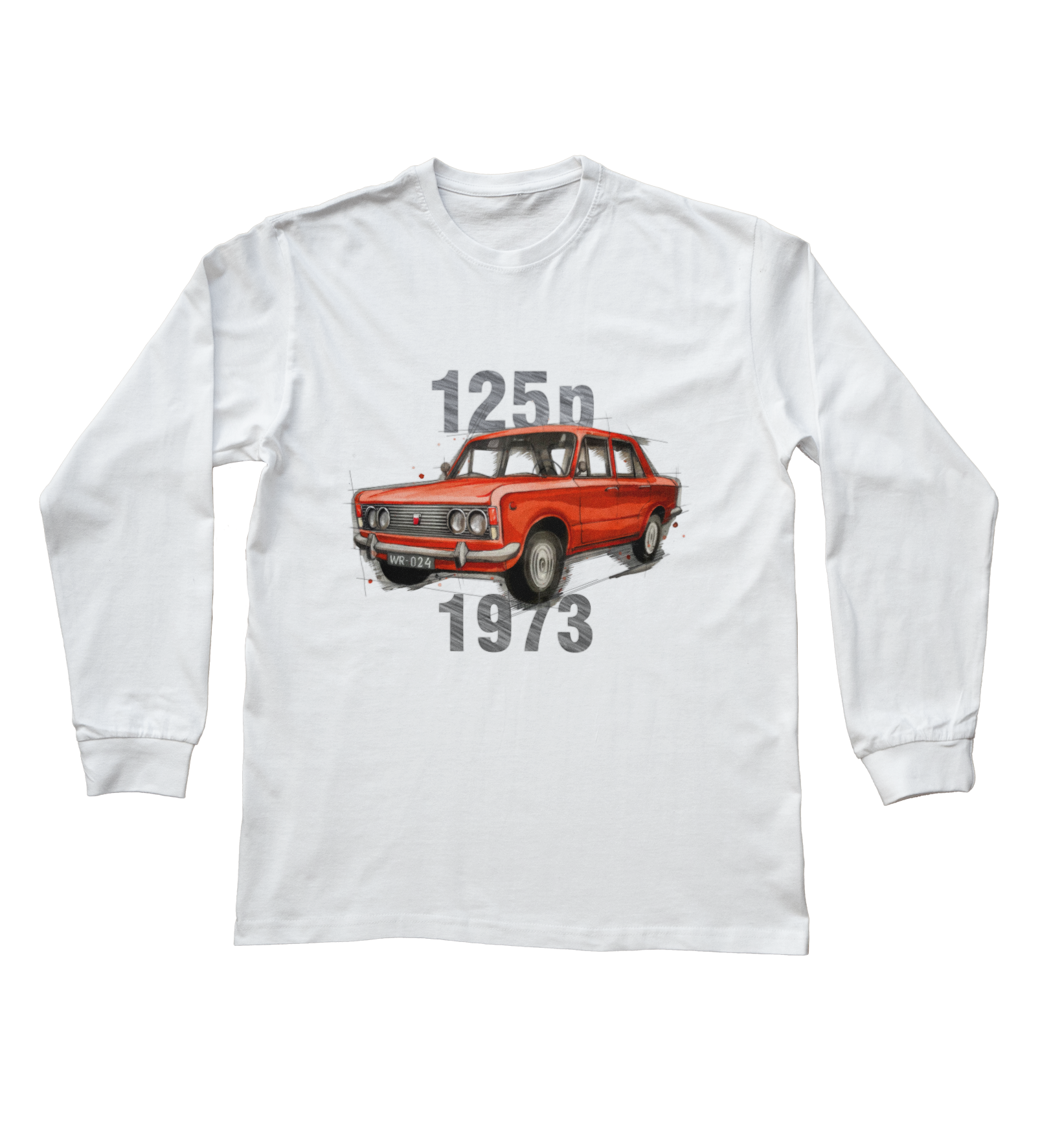 Fiat 125p — bluzka z długim rękawem — NIK-SLS-STDBI-FIA125-CZE-01