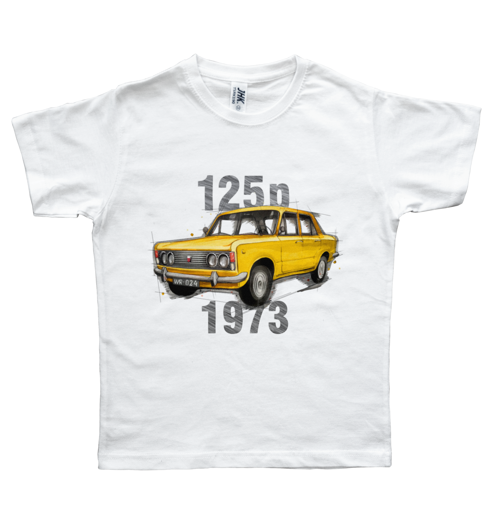 Fiat 125p — koszulka dziecięca — NIK-TSH-JUNBI-FIA125-ZOL-01